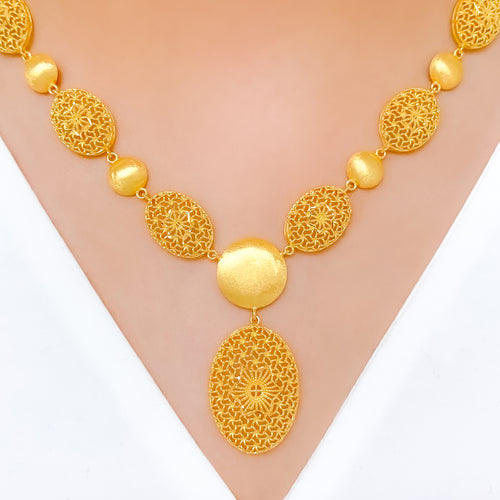 Intricate Oval Dome 22k Gold Filigree Set