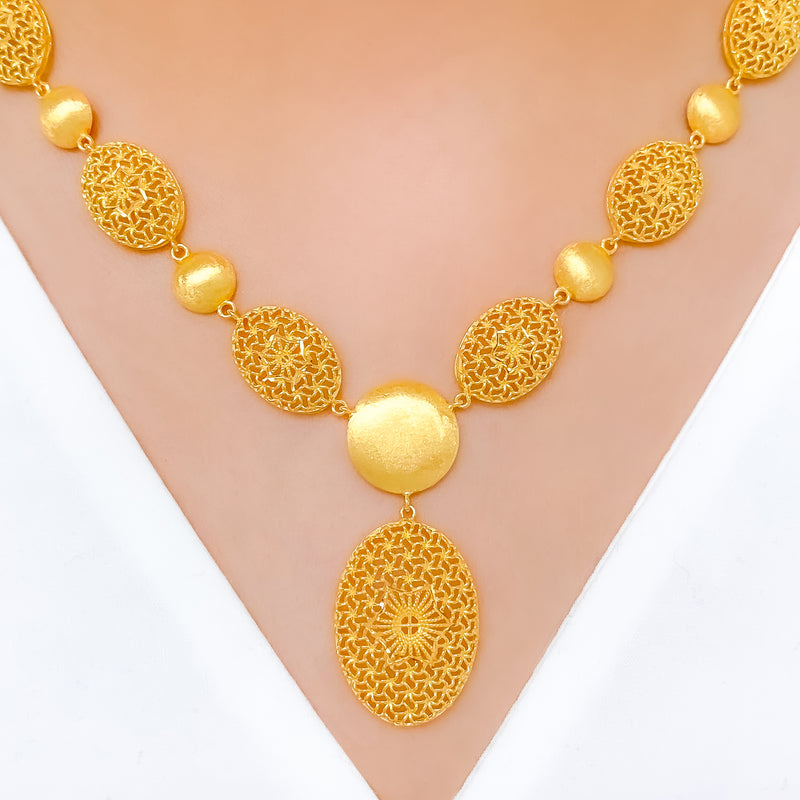 Intricate Oval Dome 22k Gold Filigree Set