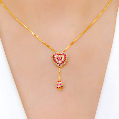 Charming Red Heart + Drop Necklace