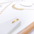 Glossy Floral Multi-Color CZ 22k Gold Necklace Set w/ Bracelet'