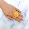 Intricate Radiant 22k Gold Round Beaded Ring