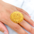 Intricate Radiant 22k Gold Round Beaded Ring