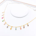 Modest Multi-Color Marquise 22k Gold Necklace Set w/ Bracelet