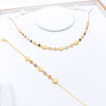 Trendy Multi-Color CZ Circles 22k Gold Necklace Set w/ Bracelet