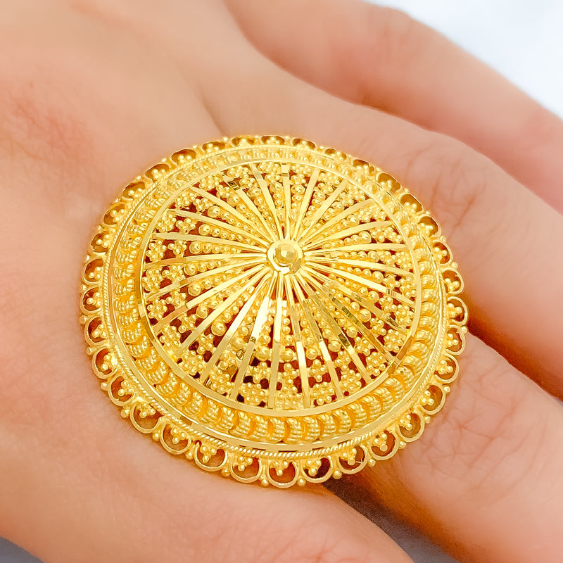 Unique Reflective 22k Gold Umbrella Ring