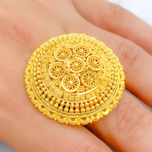 Palatial Floral 22k Gold Statement Ring