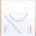 Regal Pink Marquise 22k Gold Necklace Set w/ Bracelet