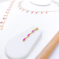 Regal Pink Marquise 22k Gold Necklace Set w/ Bracelet