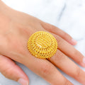 Stunning Ornate Beaded 22k Gold Statement Ring