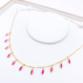 Regal Pink Marquise 22k Gold Necklace Set w/ Bracelet