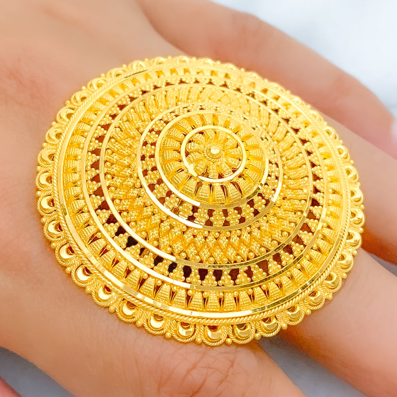 Regal Large Floral Statement Ring