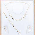 22k-gold-Extravagant Black Dotted CZ Charm Necklace Set W/ Bracelet