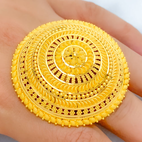 Magnificent Bold Layered 22k Gold Statement Ring