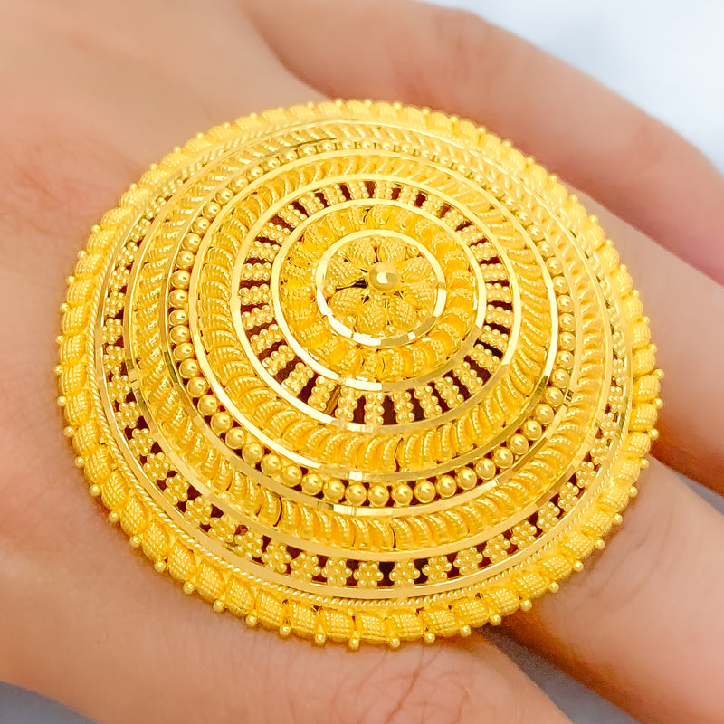 Magnificent Bold Layered 22k Gold Statement Ring