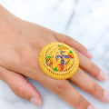 Majestic Vibrant Peacock 22k Gold Ring