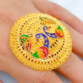 Majestic Vibrant Peacock 22k Gold Ring