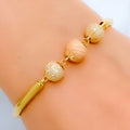 Graceful Dotted Three-Tone 22k Gold Bangle Bracelet