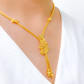 Unique Striped Lace 22k Gold Necklace Set