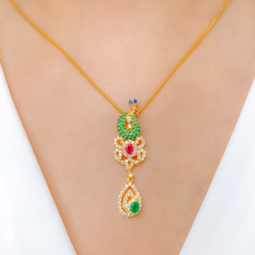 Petite + Colorful Peacock Rani Necklace