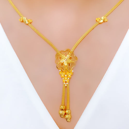 Elevated Sparkling Floral 22k Gold Necklace Set