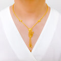 Shimmering Flowing Mesh 22k Gold Necklace Set