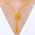 Shimmering Flowing Mesh 22k Gold Necklace Set