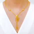 Shimmering Flowing Mesh 22k Gold Necklace Set