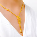 Shimmering Flowing Mesh 22k Gold Necklace Set