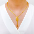 Dressy Dangling Leaf 22k Gold Necklace Set