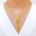 Dressy Dangling Leaf 22k Gold Necklace Set