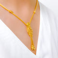 Dressy Dangling Leaf 22k Gold Necklace Set