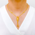 Chic Leaf Drop 22k Gold Necklace Set