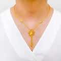 Trendy Floral Jali 22k Gold Necklace Set