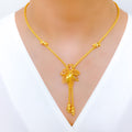 Trendy Floral Jali 22k Gold Necklace Set