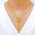 Trendy Floral Jali 22k Gold Necklace Set