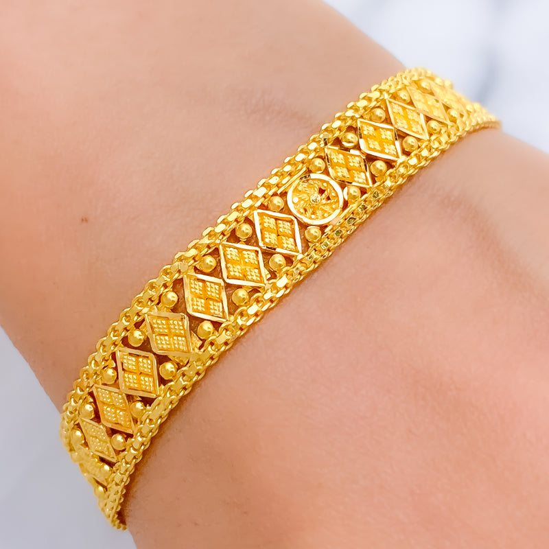 Interlinked Geometric Flat 22k Gold Bracelet