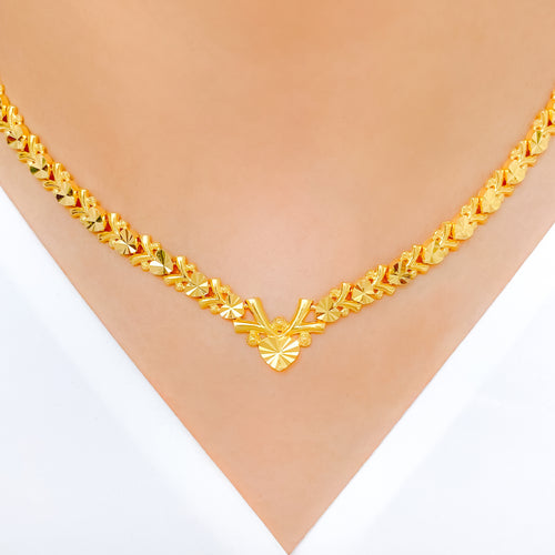 Trendy Heart 22k Gold Adorned Necklace Set