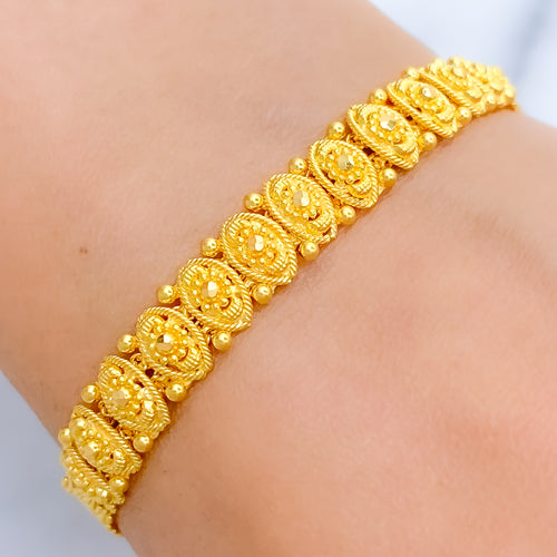 Stylish Marquise Motif 22k Gold Bracelet