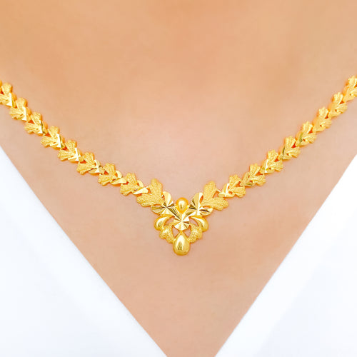 Contemporary Matte 22k Gold Finish Necklace Set