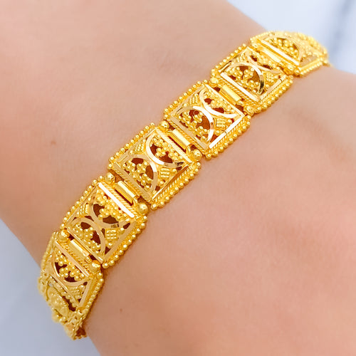 Radiant Square Link 22k Gold Bracelet