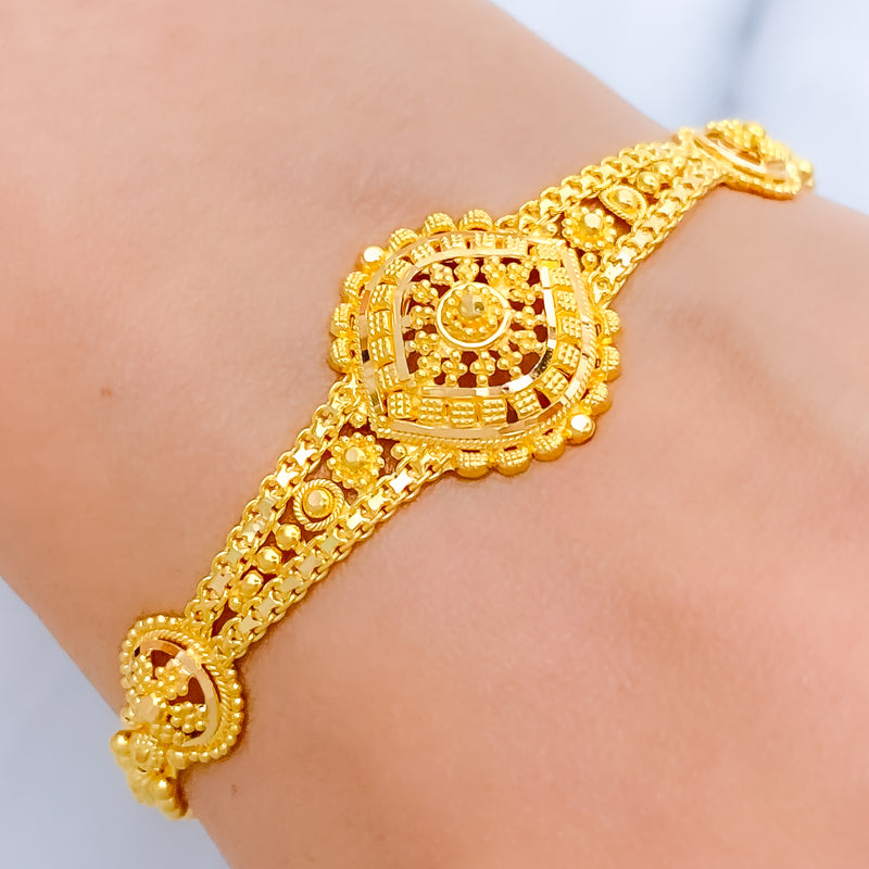 Charming Floral 22k Gold Bracelet