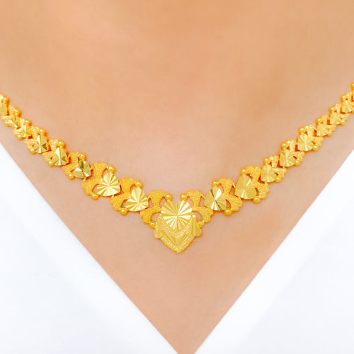 Impressive Dual Finish 22k Gold Necklace Set