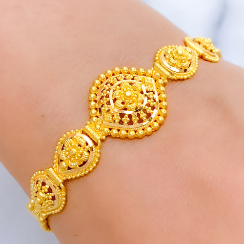 Classy Evergreen Floral 22k Gold Bracelet