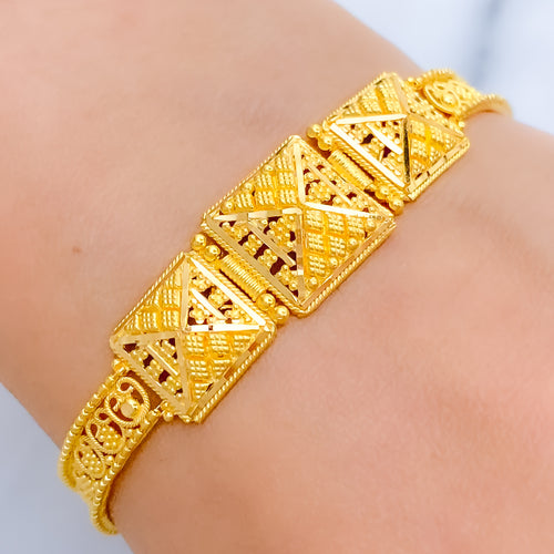 Unique Square Pyramid 22k Gold Bracelet