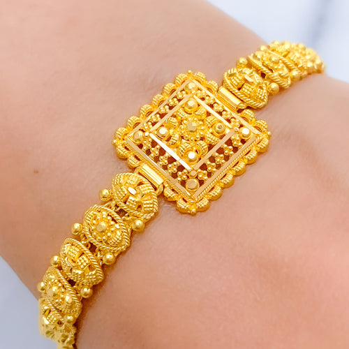 Magnificent Fancy Square 22k Gold Bracelet