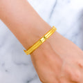 Stately Striped 22k Gold Bangle Bracelet