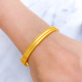 Stately Striped 22k Gold Bangle Bracelet