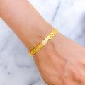 Elegant Interlinked CZ 22k Gold Bangle Bracelet