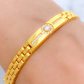 Elegant Interlinked CZ 22k Gold Bangle Bracelet