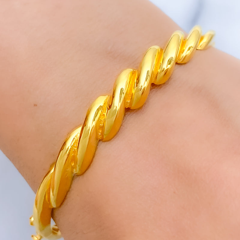 Flowy High Finish 22k Gold Bangle Bracelet